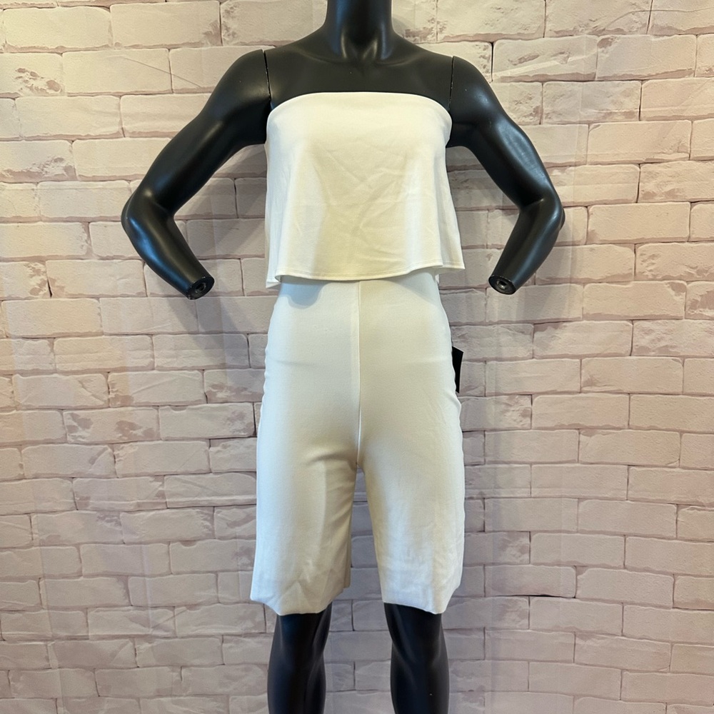 Lulus White Strapless Romper (Altered)